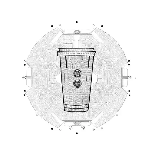 A Futuristic Coffee Cup With Circuitry Patterns And A Game Controller Handle