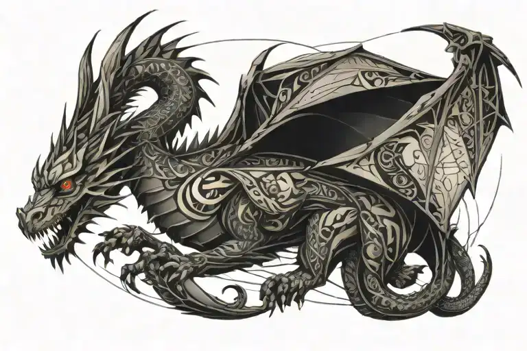 Space And Dragon Flying Full Back