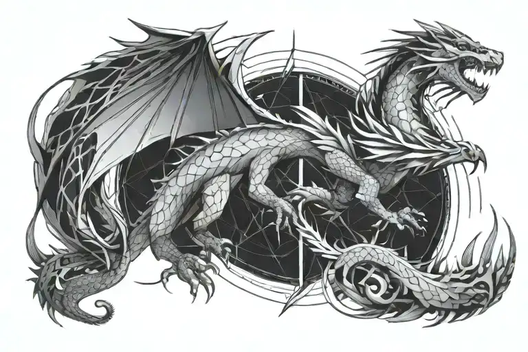 Space And Dragon Flying Full Back