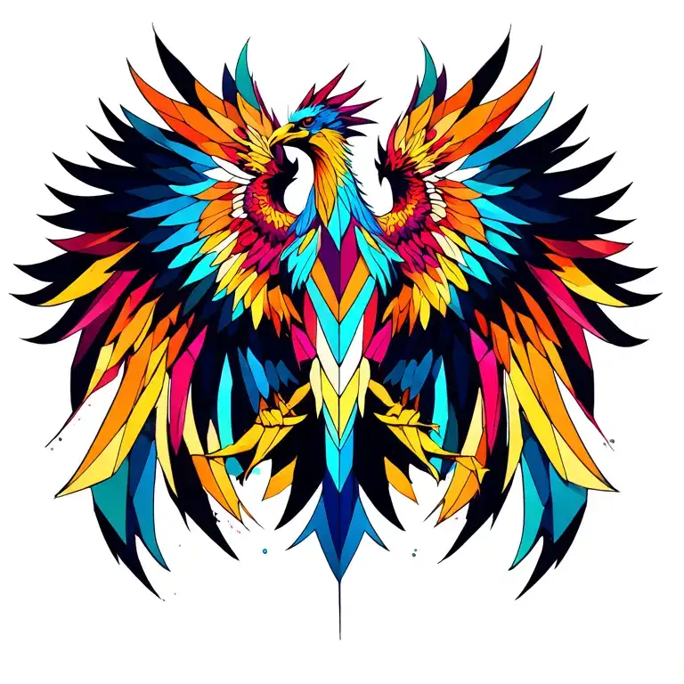 Cosmic Colorful Majestic Phoenix Rising