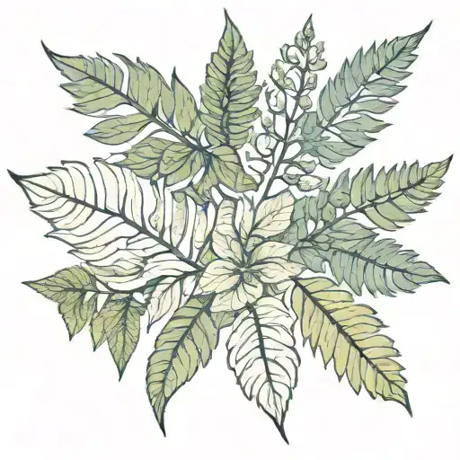 Fresia And Fern Leaf Intertwined