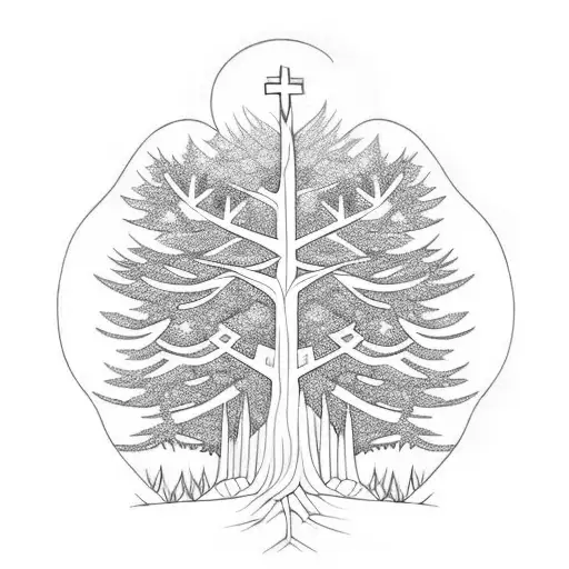 Tree Inside Cross