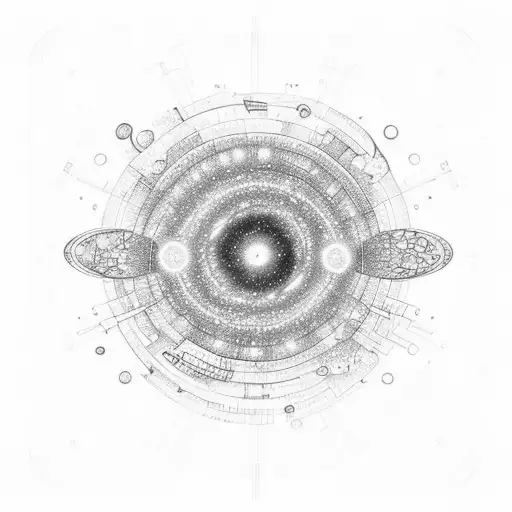 A Music-inspired Galaxy With Words Floating In Space