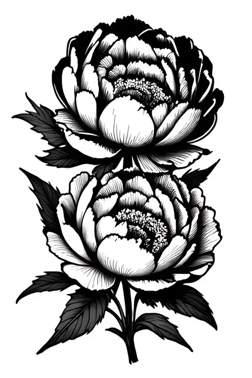 Peony Flowers Tattoo Design