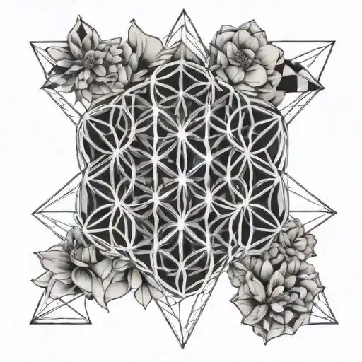 Flower Of Life White And Black Grey Tattoo Depicting