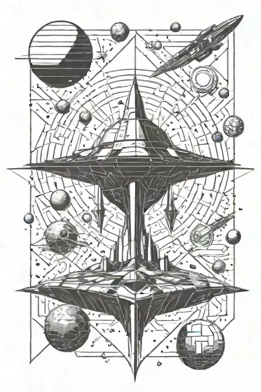 A Geometric Space Landscape With One Spaceship And One Planet