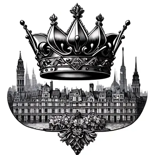 Crown Lys Fleur Paris Lyon City Skyline