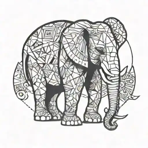 Bush And Half Faced Elephant Adorned With Traditional