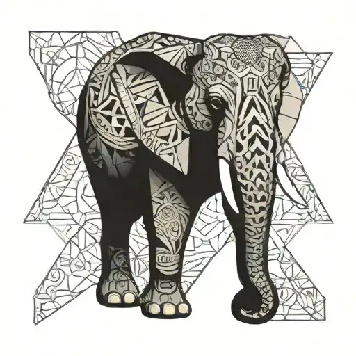 Forest And Half Faced Elephant Adorned With Traditional