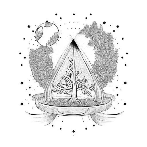 A Seed Sprouting At The Top Of An Hourglass And An Oak Tree At The Bottom