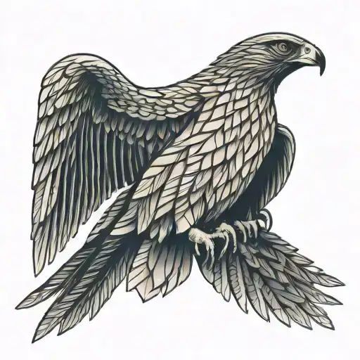 Falcon Spreading Wings Against The Backdrop Of Space