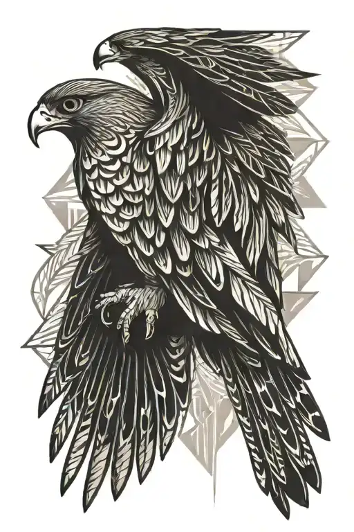 Falcon With Outstretched Wings Fantasy On Nature Background