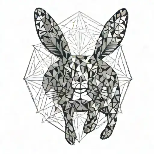 Silhouette Of Rabbit On Two Legs In Black Thin Line