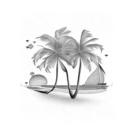 Palm Trees Hammock Beach Ocean Sunset