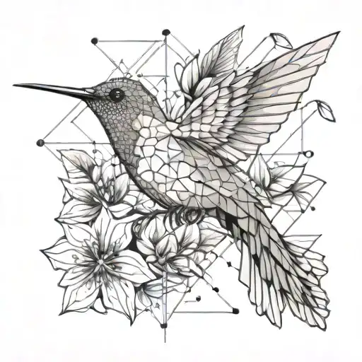 Humming Bird With Flowers With Numbers 9-9-77
