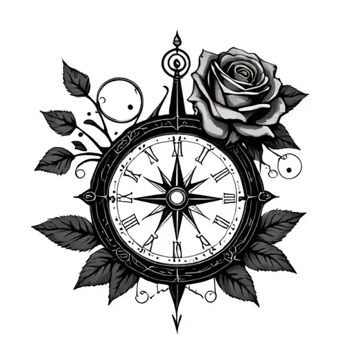 A Sand Clock With A Compass And A Rose