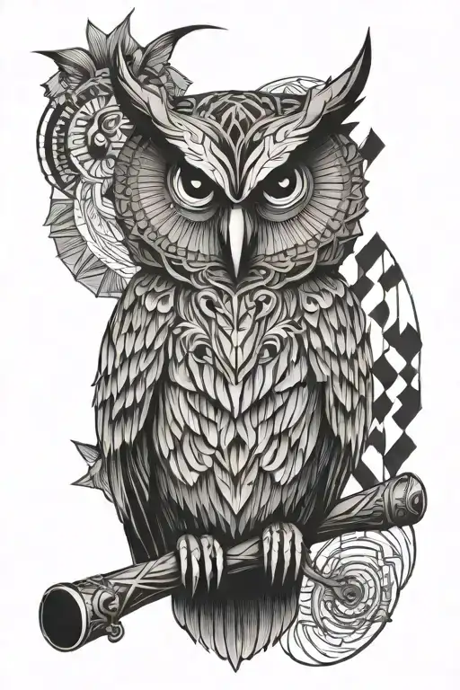 Owl Holding A Scroll Across