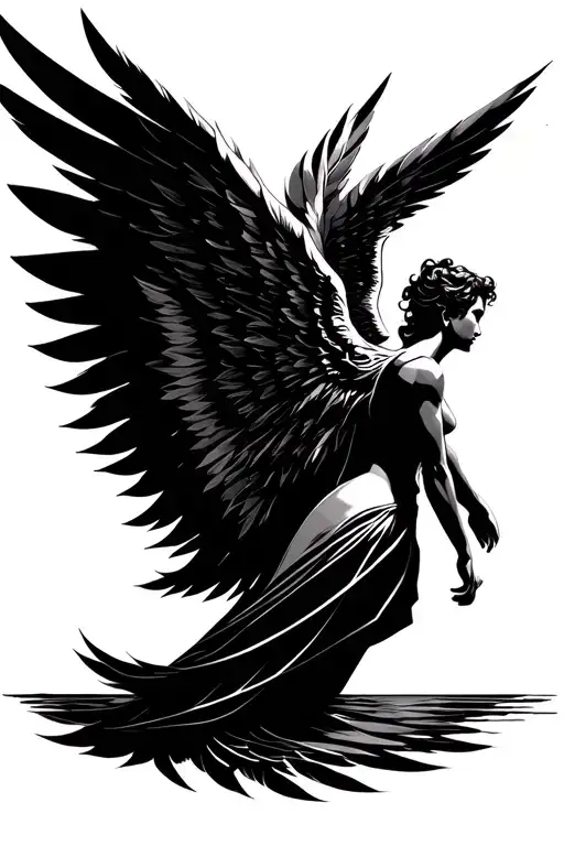 Icarus Falling Angel With Feathers