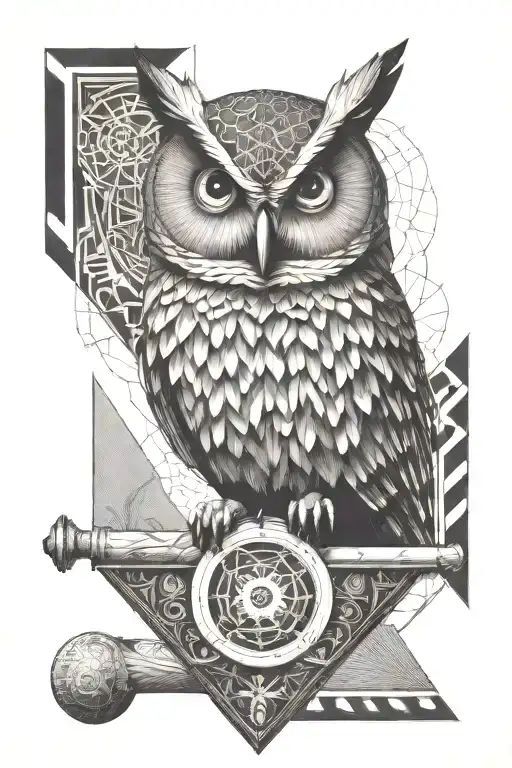 Owl Holding A Scroll Across