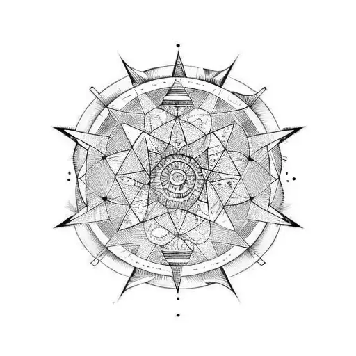 Long Arrow With Coordinates In Circle Around Centre