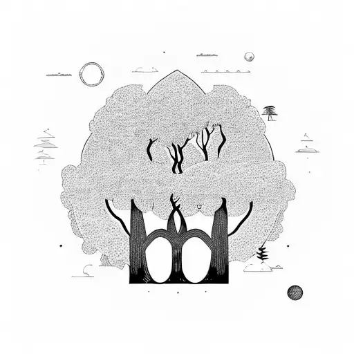 A Mystical Forest With Ancient Symbols Hidden Among The Trees