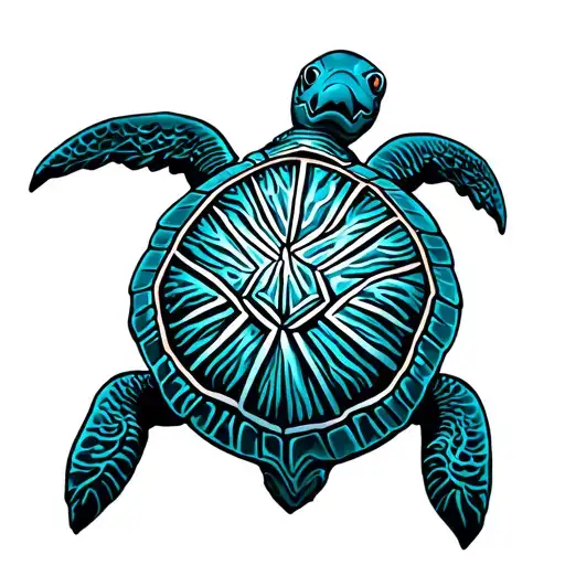 Turtle With Waves Forming The Shape Symbolizing