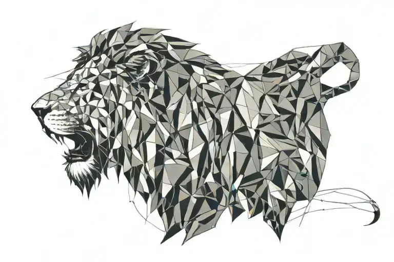 Side Profile Lion Head Roaring Constellation