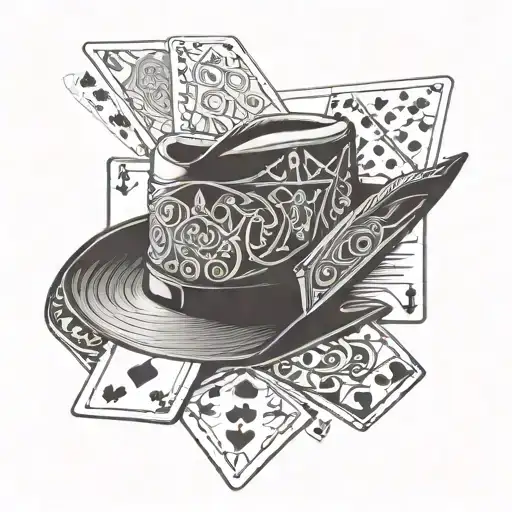 Cowboy Hat With Exactly 2 Playing Cards Inside Of It