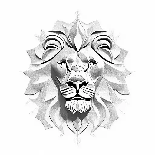 3D Lion Head Greek Statue