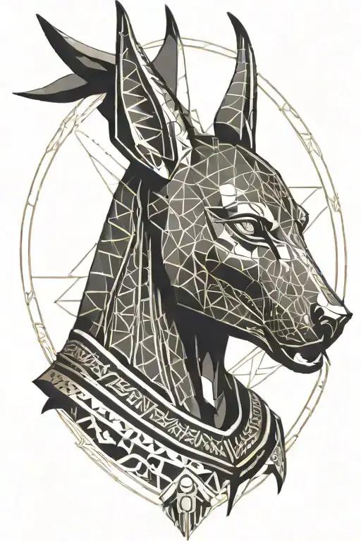 Egypt Anubis Portrait With Half