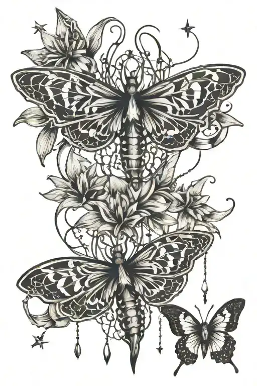 Moth Chains Lilies With Stars