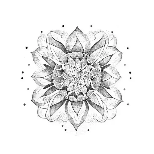 A Dotwork Tattoo Of A Plant Growing In The Shape Of A Geometric Pattern