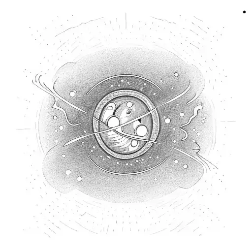 Outer Space With A Off Set Blackhole Destroying A Galaxy