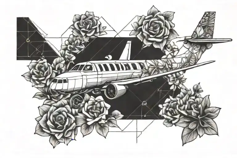 Airplane And Flowers
