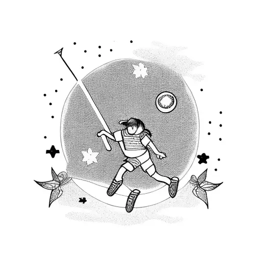 A Whimsical Tattoo Of Kids Playing Sports With Magical Elements