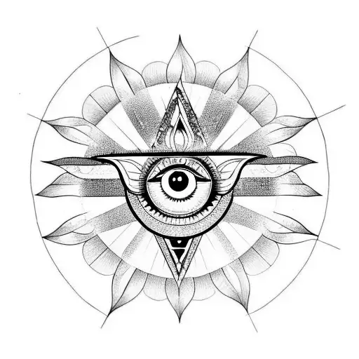 Hamsa With Sun Moon Star Yantra Lotus And Evil Eye