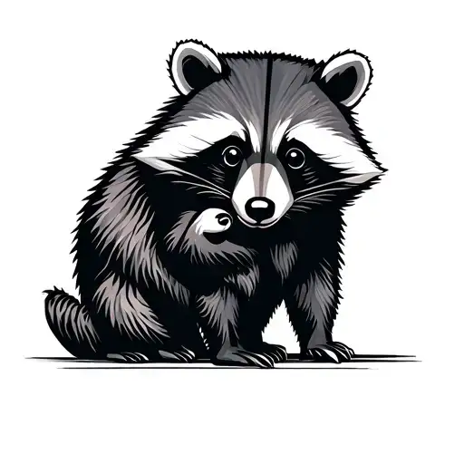 Bear And Raccoon Playing