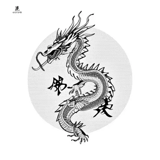 Chinese Dragon With Singing Swan
