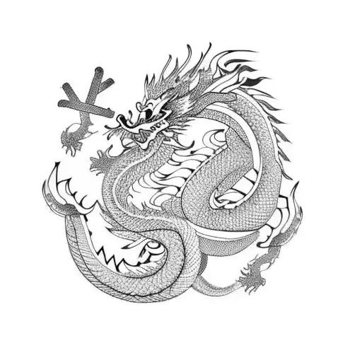 Chinese Dragon And Singing Swan