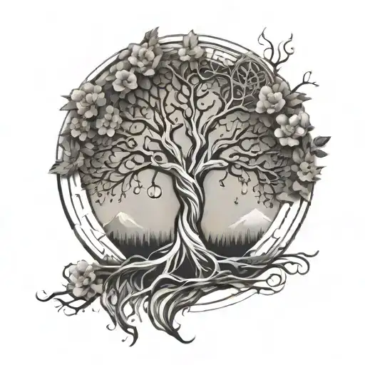 Tree Of Life Tattoo Design Instead Of Tree Use Flowers