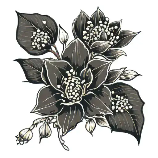 Sprig Of Lily Of The Valley Orchid And Peony