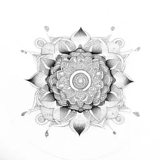 Mandala With Lotus With Binary Spaces Bitween And Arm Tatto Psychedelic