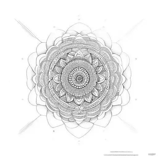 Mandala With Lotus With Binary Spaces Bitween Psychedelic Sleeve Arm Tatto