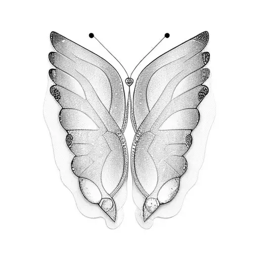 Butterfly Wings One Half Is Made Of Crystal