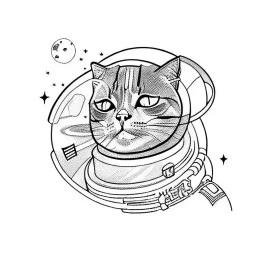 A Cat Astronaut Exploring A Galaxy