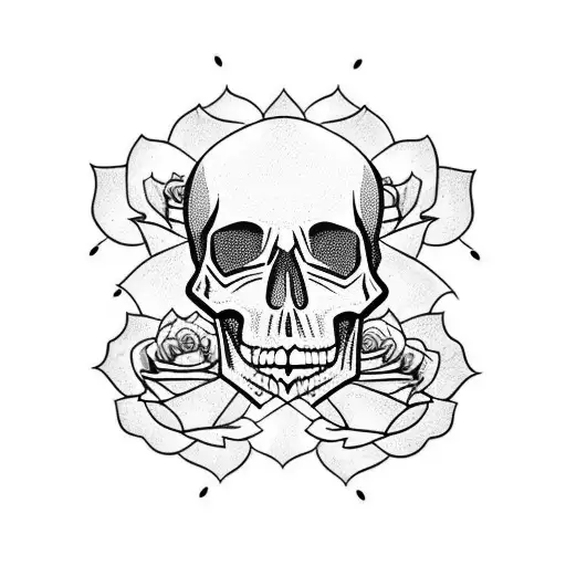 Skull With Roses On The Chest