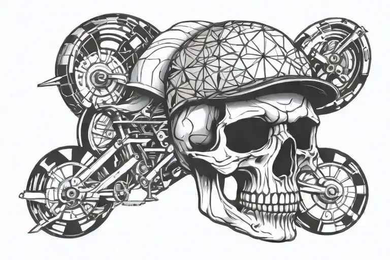 Skull With French Cycling Cap