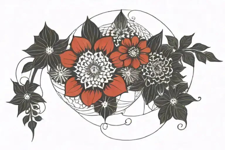 Red Circle Japan Flowers