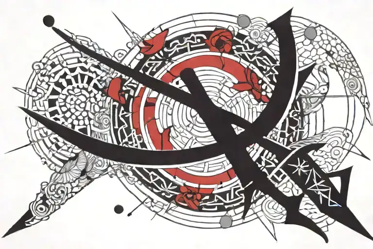 Red Circle Japan Sword