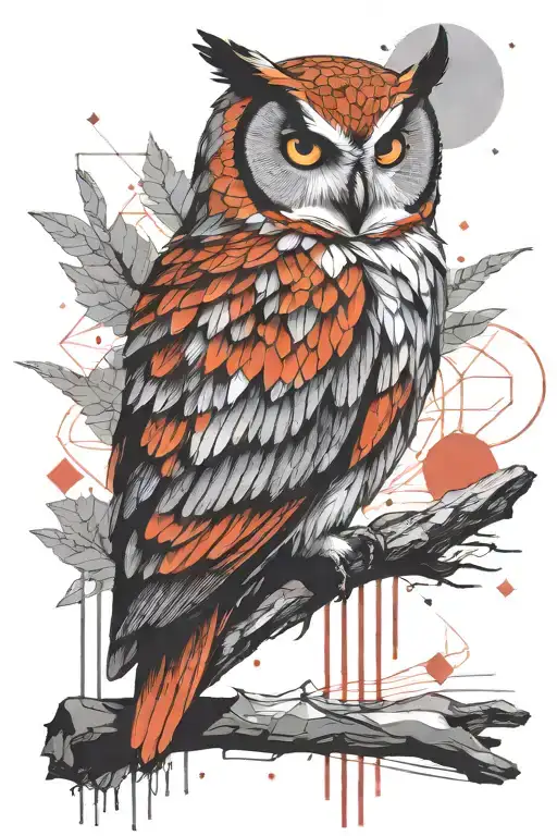 Owl Sitting And The Moon